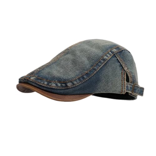 Genérico Gorra Plana de Mezclilla Lavada, Estilo Vintage Desgastado, Ajustable, Unisex, Estilo Newsboy, Estilo Taxista, Gorra clásica para protegerse del Sol.