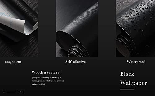 GREEWELT 3D Texture Wallpaper | Decorative for Cabinets Countertops Kitchen,Shelves | Self Adhesive | Film Peel and Stick | Waterproof | Removable | Easy to Cut & Use | Black | 16 x 360 inch