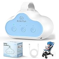 Robofun Kinderwagenschaukler, Einschlafhilfe Baby Wiederaufladbar (USB-C), Schlafhilfe Für Baby Mit 30, 60, 90 Min Timer, 3 Einstellbare Schaukelintensitäten, Universell Für Kinderwagen & Buggy