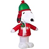 Gemmy Airblown Inflatable Snoopy Wearing a Winter Outfit - Indoor Outdoor Holiday Decoration, 3.5-foot Tall
