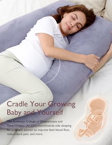 Momcozy Pregnancy Pillows for Sleeping, U Shaped Full Body Maternity Pillow with Removable Cover - Support for Back, Legs, Belly, HIPS for Pregnant Women, 57 Inch Pregnancy Pillow for Women, Grey — view 2