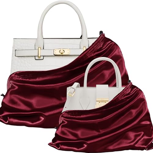 P Pothuiny 2 x Satin-Staubbeutel für Handtaschen, Burgunder, 19.6 x 15.7 inches, 23.6 x 19.7 inches, modisch