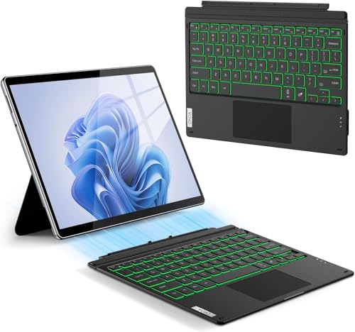 ORDA for Surface Pro 7+ 7 6 5 4 3 Keyboard Case 12.3 Inch Detachable Wireless Bluetooth Type Cover Surface Pro Keyboard with 7-Color Backlit Multi-Gestures Trackpad