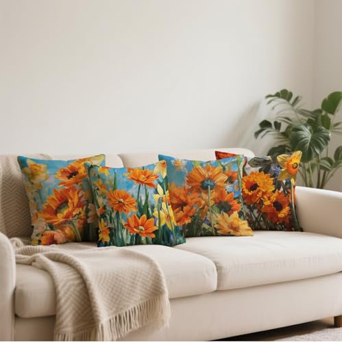 Housse coussin 40x40 orange imperméable k-374 pour extérieur et canapé - 5