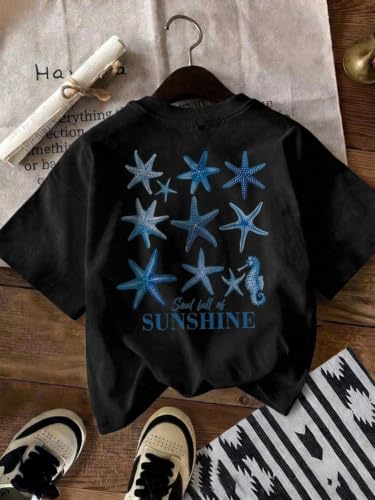 Image of RoseSeek Women's Graphic Letter Tee Crew Neck Trendy Summer Vintage T Shirt | Drop Shoulder, Short Sleeve Car Print Top, Graphic Tees for Women, Y2k Vintage Tshirts