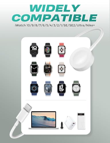 Image of 𝟐𝟎𝟐𝟔 𝐔𝐩𝐠𝐫𝐚𝐝𝐞𝐝 𝐔𝐒𝐁 𝐂 for Apple Watch Charger Magnetic iWatch Charger Accessories Wireless Portable Compatible with iWatch Series 11 /10 /9 /8 /7 /6 /SE /SE2 /5 /4 /3 /2 /1 Ultra /SE-[3.3FT /2Pack]