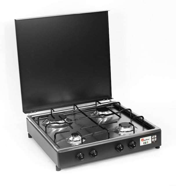 Parker Cuisinière à gaz Gpl 4 feux gris graphite et plateau en acier inoxydable avec meuble porte-bouteille Made in Italy - 541GSPGP