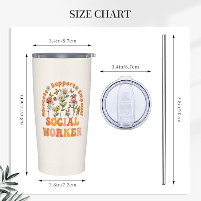Social Worker Gifts for Women, Social Worker Tumbler 20oz Stainless Steel Insulated Coffee Travel Mug Cup, Social Workers Week Gifts, Social Workers Appreciation Graduation Gift For Women