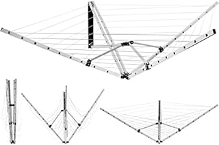 ASAB Retractable Wall Mounted Washing Line | 26 Meter Laundry Dryer | 5 Arm Folding Cloth Airer for Outdoor and Indoor