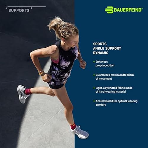 Bauerfeind Sports Ankle Support Dynamic - Ankle Compression Sleeve for Freedom of Movement - 3D AirKnit Fabric for Breathability - Premium Quality & Washable (M, Black)