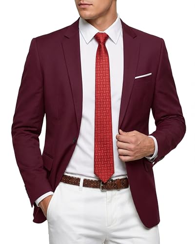 MY'S Men's One Button Jacket Blazer, Slim Fit Suit, Casual