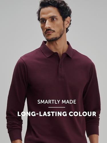 Image of XYXX Men's Solid Cotton Polo T-Shirt | Polo Neck Tshirts | Full Sleeves | Solid-Regular Fit