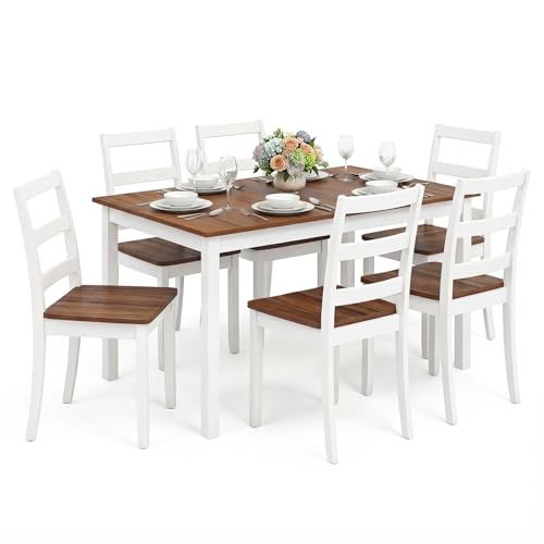 Giantex 7-Piece Rubber Wood Dining Set