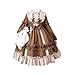 FMTZZY Robe de soubrette style kawaii Lolita en dentelle pour femme - Costume japonais mignon pour fête gothique - Renaissance Vestidos 2020 (couleur : café, taille M)