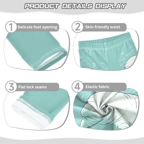 Lovely Manatee Wildlife Girls Casual Leggings for Kids Printed Long Pant Bottoms Stretch and Soft3