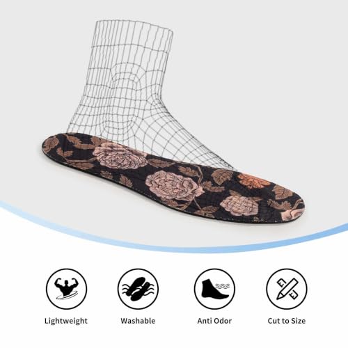 Image of Barefoot Insoles for Women Sockless Anti Odor Thin Insert Size 9-13 | Breathable,Comfort Sockless Shoe Liner,No Show Socks,Machine Washable,Moisture Control,Cute,Everyday Insoles,Floral Print