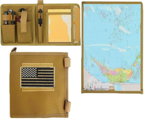 Map Case Holder Tactical Map Protector Pouch for Hiking Outdoor(Khaki)