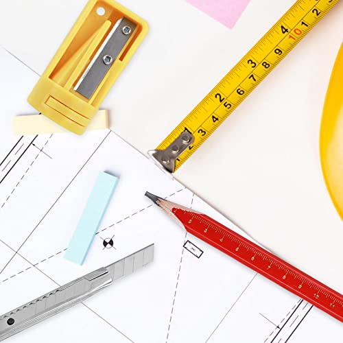 Prasacco 12 Stück Zimmermannsbleistift, Baubleistifte Rot Holzbearbeitung Markierungswerkzeug Baubleistift Bleistift baustelle mit Bleistiftanspitzer für Markieren und Anzeichnenauf der Baustelle