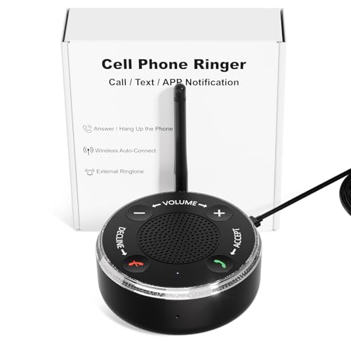 iGuerburn Loud Cell Phone Ringer Amplifier for Seniors & Hearing Impaired, 116dB External Ringer for Cell Phone with Dual Alert, Bluetooth 5.3 Speakerphone Dedicated Answer/End Call, 95ft Coverage