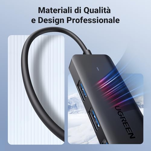 Hub USB 3.0 con 4 Porte Sdoppiatore Adattatore Multiporta Alta velocità 5Gbps Compatibile con MacBook PRO Air iMac Surface XPS PC Laptop Disco Rigido Tastiera PS5 (60cm) - Hub USB - Immagine 5