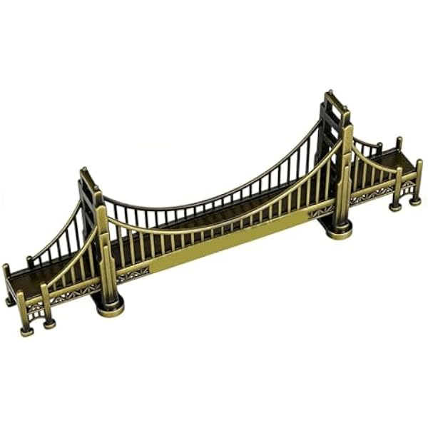 Model Mostu Golden Gate 25 Cm Replika Architektoniczna ze Stopu Cynku Wykończenie w Kolorze Antycznego Brązu Kolekcjonerska z podstawą świetlną LED dla Dorosłych Wystrój Biura (Duży 25 x