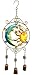 Bejeweled Display Moon and Sun Faces w/Stained Glass Wind Chimes Bell