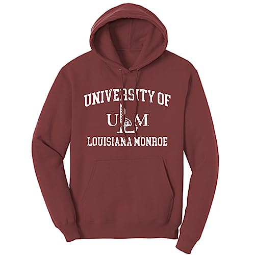 Sport Your Gear Officially Licensed Louisiana Monroe ULM Warhawks Retro Distressed Vintage Adult Maroon Pullover Hoodie Sweatshirt Large