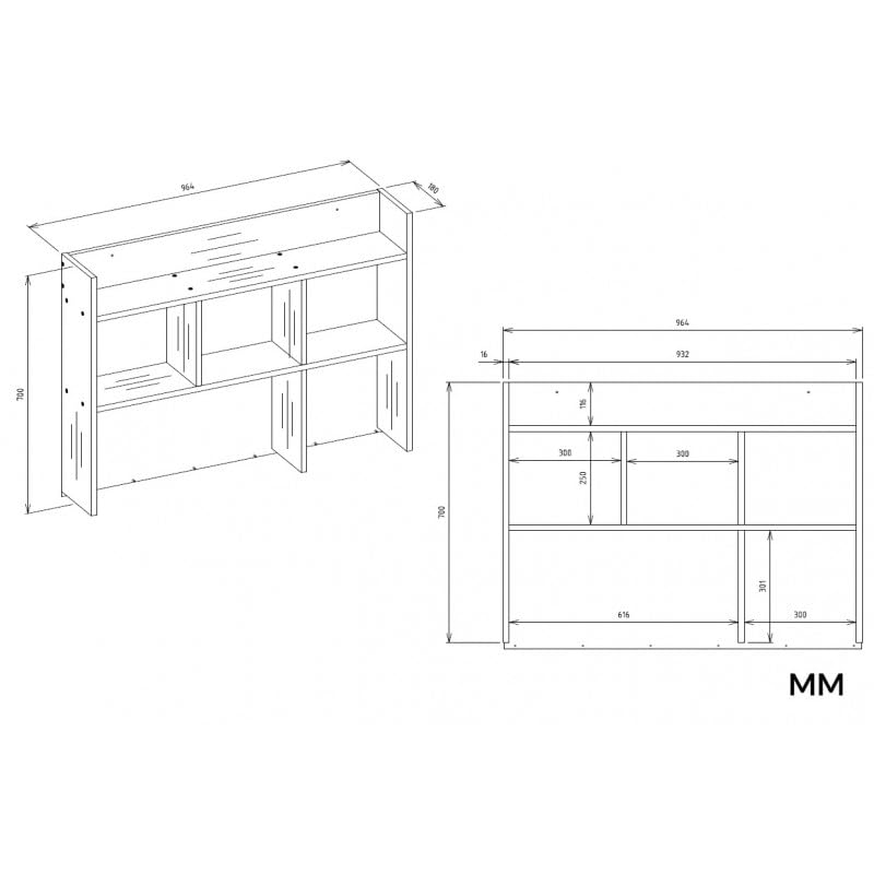 CDF Schreibtisch mit Aufsatz Porto Computertisch Arbeitstisch mit Regal Schublade Schrank Tastaturauszug Home Office Links 98 x 51 x 145 cm - Weiß