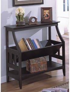 Antique Black Three-shelf Solid Wood Bookshelf, Book Cases, Office Furniture, Living Room, Hallway, Entryway, Shelving, Storage, Book Case