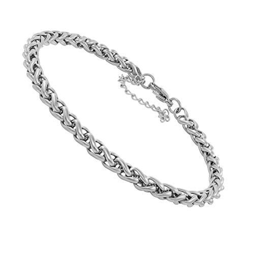 Image of Nakabh 8 inch Stylish Chain Style Stainless Steel Bracelet for Men Boys Unisex (Silver)