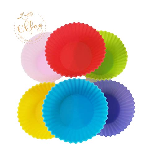 Ekfay Silicone Non-Stick Baking Cups Cupcake Molds Muffin Liners Reusable, Safe, Shapable, Flexible-24 Pack #TOP1
