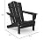 KINGYES Folding Adirondack Chair, HDPE All-Weather Patio Chairs, Wooden Textured Lawn Chair for Poolside, Backyard, Deck, Fire Pit, Black