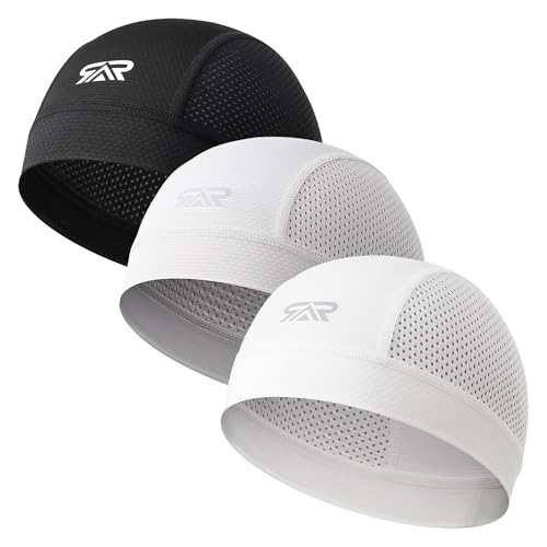 THINDUST 3-Pack Breathable Mesh Skull Cap Sweat Control Helmet Liner