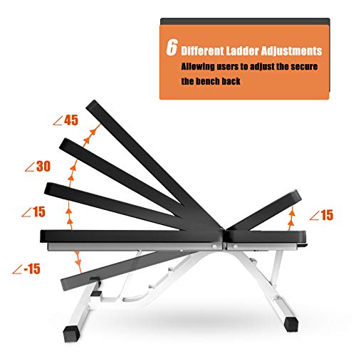 Weight Bench Adjustable, UMIKOOL Workout Bench for Multi-Purpose Weight Training and Ab Exercises Full Body Workout Home Gym(450Lbs Capacity)