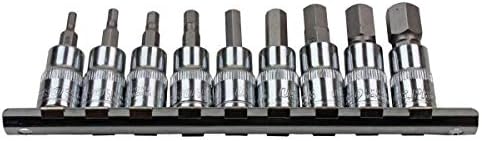 US PRO 3385 9pc 3/8" dr SAE/Imperial Hex, Allen Bit Socket Rail, Silver