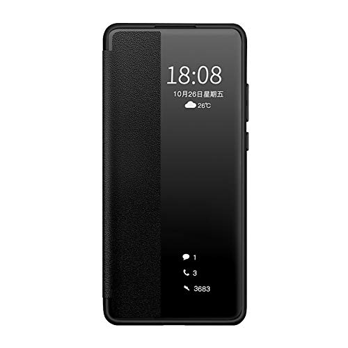 QLTYPRI Case for Huawei P30 Pro, Smart View Case PC Bumper with Intelligent Wake up-/Sleep Function Shockproof Anti Scratch Flip Case Cover Compatible with Huawei P30 Pro - Black