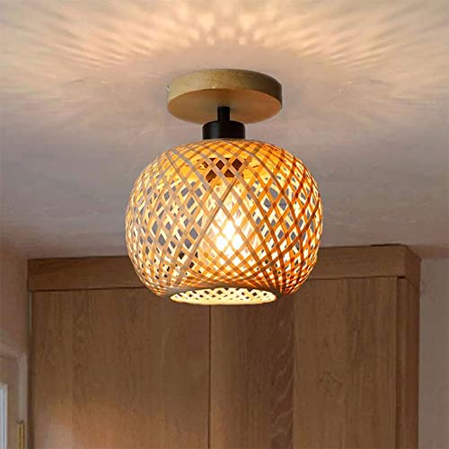Lampe suspendue en bambou rétro, poésie naturelle tissée main