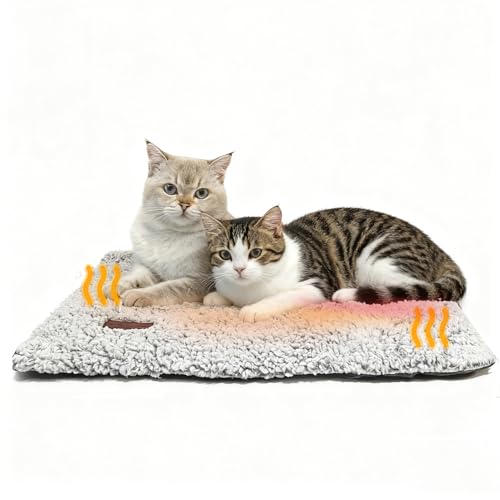 MORA PETS Self Heating Cat Bed Washable Heated Cat Blanket Washable Warming Pet Pad Electric-Free Heat Bed Puppy Cushion Thermal Dog Bed Mat Non-Slip 74 x 47cm