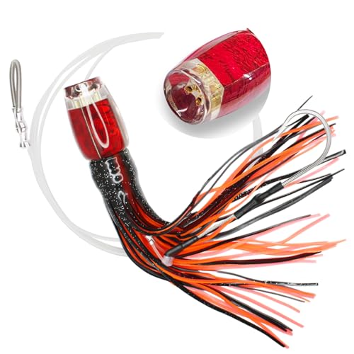 VIKETECH 12’’ 8oz Resin Saltwater Trolling Lure Big Game Deep Sea Offshore Fishing Lures for Tuna Marlin Mahi Mahi Wahoo Included Mesh Bag (Orange)