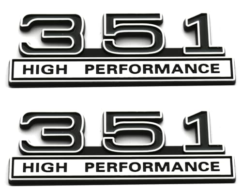 Image of 2pcs 351 5.8 Liter Engine High Performance Emblems Badge 3D Decals Stickers Cars Trucks (Chrome Black)