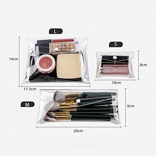 Mini Pvc Makeup Bag Small Clear Plastic Cosmetic Organizer Bag Pouch With Snap Closure For Vacation Travel, Bathroom Organizing(M) #TOP3