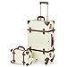 CO-Z Vintage Luggage Sets, 2 Piece Retro Suitcase with Spinner Wheels TSA Lock, Large 24' Trunk Small 12' Train Case Leather Travel Luggage Set for Women Men, Beige