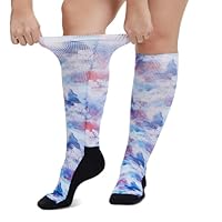 LOFIR Diabetic Socks for Men Women: No-Binding Knee High Socks with Loose Fit Soft Top Seamless Toe For Elderly Swollen Feet Sensitive Skin1 Pair Size 6-8 Butterfly