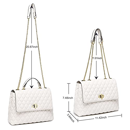 Image of ER.Roulour Quilted Crossbody Bags for Women, Trendy Roomy Shoulder Handbags with Flap Gold Hardware Chain Purses Shoulder Bag
