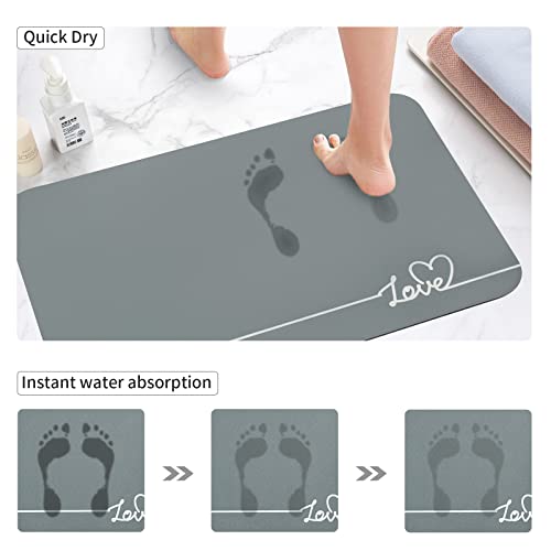 Bybyjuns Bathroom Mat,Diatomaceous Earth Soft Mat Rubber Anti-Slip Fast Dry Super Absorbent Thin Bathroom Mat For Under Door - Bathroom Floor Mat Rugbathtub Front Shower Mat Sink Grey 16''X24 #TOP2