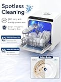 FOHERE Mini zmywarka do naczyń ze zbiornikiem 5 l, funkcja timera, przyłącze wody 2 w 1, 6 programów, wyświetlacz LED, zmywarka do naczyń i mini zmywarka do kuchni, na kemping i do kampera (42,5 ×