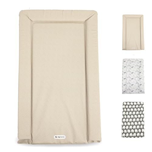 My Babiie Changing Mat - Padded, Waterproof, Raised Edges, Easy Wipe Clean, Baby Nappy Change Mat - Oatmeal Herringbone