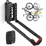 monTEK Soporte de Pared Giratorio para Bicicleta, Colgador Bicicleta Pared Ajustable y Plegable, Diseño de Elevación Fácil, Soporte de Bicicletas Ahorra Espacio para Garaje, hasta 35kg, 1 Paquete