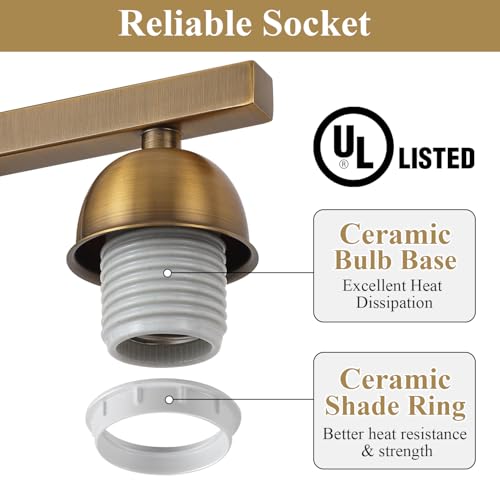Image of Mecgirn Milk Glass Vanity Lights for Bathroom, 3 Light Brass Bathroom Light Fixtures Over Mirror, Ceramic E26 Sockets Wall Mounted