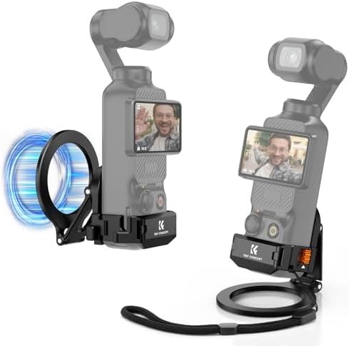 K&F CONCEPT Magnetic Mount for DJI Osmo Pocket 3 /Xtra Muse, Aluminum Alloy Magnet Expansion Adapter Holder with Cold Shoe, Magsafe Attach, Magnetic Mount Stand for Osmo Pocket 3 Accessories